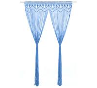 vidaXL Cortina de Macramé Persiana Translúcida Colgante Ventana Puerta Pared Separador de Ambientes Hogar Decoración Algodón Azul 140x240 cm