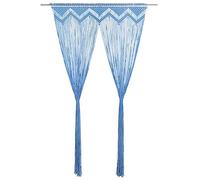 vidaXL Cortina de Macramé Persiana Translúcida Ventana Pared Puerta Colgante Separador de Ambientes Hogar Decoración Algodón Azul 140x240 cm