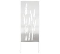 vidaXL Cortina de privacidad para jardín, diseño de flores, plata, 50 x 140 cm, acero inoxidable, jardín y patio, inserciones decorativas de moda, pantalla de privacidad para exteriores, divisor