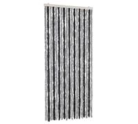 vidaXL Cortina mosquitera para puerta, color gris y negro, 56 x 200 cm, barrera contra insectos de felpilla, fácil de limpiar, multifuncional, funcionamiento silencioso