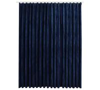 vidaXL Cortina Opaca con Ganchos Casa Hogar Decoración Diseño Estilo Salón Comedor Visillo Persiana Velo Estor Dosel 290x245 Terciopelo Azul Oscuro