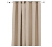 vidaXL Cortina Opaca con Ojales Look de Lino Ventana con Anillas Interior Salón Sala de Estar Dormitorio Oficina Privacidad Beige 290x245 cm