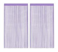 vidaXL Cortinas de Cuerdas 2 uds Morado 100x250 cm, Cortina de Flecos, Cortina con Bolsillo para Varilla, Divisor de ambientes