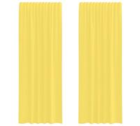 vidaXL Cortinas de Gasa con Bolsillos para Varillas 2 uds. Amarillo, Visillo, Cortina Transparente, Voile para Ventanas, Tratamiento de Ventanas