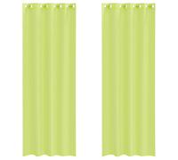 vidaXL Cortinas de Gasa con Ojales 2 uds Verde Manzana 140x260 cm, Visillo, Cortina Transparente, Voile para Ventanas, Tratamiento de Ventanas