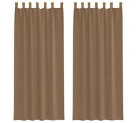 vidaXL Cortinas de Gasa con Trabillas 2 uds marrón Claro 140x260 cm, Visillo, Cortina Transparente, Voile para Ventanas, Tratamiento de Ventanas