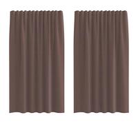 vidaXL Cortinas de Gasa con Trabillas 2 uds. marrón