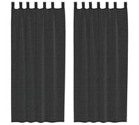 vidaXL Cortinas de Gasa con Trabillas 2 uds. Negro