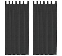 vidaXL Cortinas de Gasa con Trabillas 2 uds. Negro