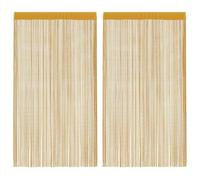 vidaXL Cortinas de Hilos 2 uds Doradas 100x250 cm, Cortina de Flecos, Cortina con Bolsillo para Varilla, Divisor de ambientes