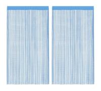 vidaXL Cortinas de Tiras 2 uds Azul Claro 140x250 cm, Cortina de Flecos, Cortina con Bolsillo para Varilla, Divisor de ambientes