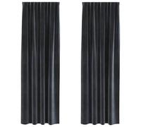 Cortinas Gris Oscuro vidaXL con Cinta Cosechada | 140 x 245 cm Cortinas Blackout Absorbentes de Sonido Dormitorios y Salas de Estar Material de Poliéster Diseño Moderno con Bolsillo pa