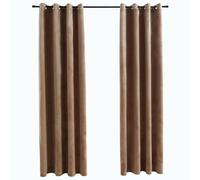 vidaXL Cortinas Opacas con Anillas 2 Piezas Terciopelo Hogar Decoración Interior Casa Hogar Ventana Proetcción Solar Elegantes Útiles Beige 140x225cm