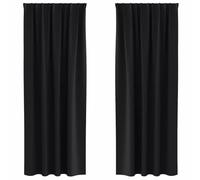 vidaXL Cortinas Opacas con Anillas 2 pcs Negro 260 x 140 cm Poliéster, Cortinas Opacas Modernas para Sala, Paneles de poliéster Ligeros, Ideales para privacidad y Durabilidad