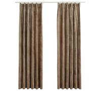 vidaXL Cortinas Opacas con Ganchos 2 Piezas Hogar Decoración Diseño Estilo Sala Salón Comedor Visillo Persiana Velo Estor 140x225 cm Terciopelo Beige