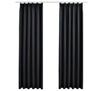 vidaXL Cortinas Opacas con Ganchos 2 Piezas Casa Hogar Decoración Diseño Estilo Sala Salón Comedor Visillo Dosel Persiana Estor 140x245 cm Negro