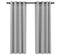 vidaXL Cortinas Opacas con Ojales 2 Piezas Ventana con Anillas Interior Salón Sala de Estar Dormitorio Oficina Privacidad Gris 140x175 cm