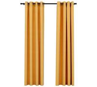 vidaXL Cortinas Opacas con Ojales Look Lino 2 Piezas Ventana Anillas Interior Salón Sala de Estar Dormitorio Oficina Privacidad Amarillo 140x225 cm