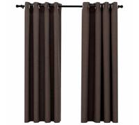 vidaXL Cortinas Opacas Ojales Look de Lino 2 Piezas Ventana Anillas Interior Salón Sala de Estar Dormitorio Oficina Privacidad Gris Topo 140x175 cm