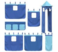 vidaXL Cortinas para Cama Alta con Torre, Cortinas para Litera con Bolsillos, Dosel para Niños, Decoraciones para Dormitorio, Poliéster Azul