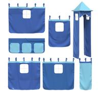 vidaXL Cortinas para Cama Alta con Torre poliéster Azul