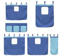 vidaXL Cortinas para Camas Altas, Bolsillos de Almacenaje para Litera, Decoración para Cama, Cortinas para Dormitorio, Poliéster Azul