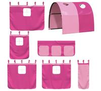 vidaXL Cortinas para Camas Altas con Túnel, Dosel con Bolsillos para Litera, Decoración para Cama de Niños, Cortinas para Dormitorio, Poliéster Rosa