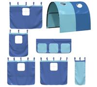 vidaXL Cortinas para Camas Altas con Túnel, Dosel con Bolsillos para Litera, Decoración para Cama de Niños, Cortinas para Dormitorio, Poliéster Azul