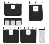 vidaXL Cortinas para Camas Altas, Bolsillos de Almacenaje para Litera, Decoración para Cama, Cortinas para Dormitorio, Poliéster Blanco y Negro
