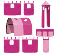 vidaXL Cortinas para Cama Alta con Túnel y Torre, Cortinas para Litera con Bolsillos, Dosel para Niños, Decoraciones para Dormitorio, Rosa