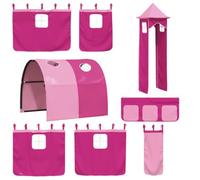 vidaXL Cortinas para Cama Alta con Túnel y Torre, Cortinas para Litera con Bolsillos, Dosel para Niños, Decoraciones para Dormitorio, Rosa