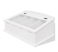 vidaXL Cubertero Estilo Barroco con Tapa de Cristal Material MDF de Color Blanco