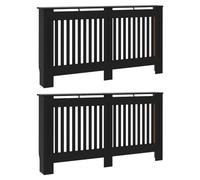 vidaXL Cubierta de Radiador 2 pcs Negro 152x19x81,5cm, Cubierta de radiador Moderna y estilosa, Madera rectángulo, Brillo, decoración Funcional, Accesorio contemporáneo