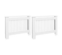 vidaXL Cubiertas para Radiador 2 uds, Armarios de Pared para Calentador, Estantes para Libros Adornos, Tapas de Calefacción de Salón, MDF Blanco