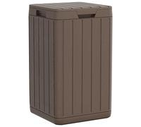 vidaXL Cubo de Basura de Exterior, Cubo Papelera con Tapa, Contenedor de Residuos, Cubo de Basura para Parque Jardín Patio, PP Marrón