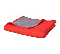vidaXL Cubrecama Acolchado Doble Cara 220x240 cm Rojo y Gris Colcha Cobertor