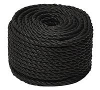 vidaXL Cuerda de Trabajo Seguridad Incendio Escalada Aire Libre Exterior Camping Torcida Bricolaje Artesanía Polipropileno Negro 14 mm 25 m