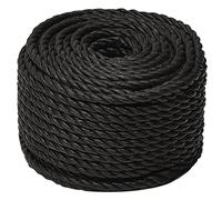 vidaXL Cuerda de Trabajo Seguridad Incendio Escalada Aire Libre Exterior Camping Torcida Bricolaje Artesanía Polipropileno Negro 10 mm 25 m