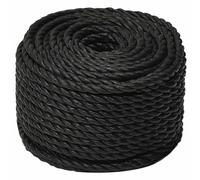 vidaXL Cuerda de Trabajo Seguridad Incendio Escalada Aire Libre Exterior Camping Torcida Bricolaje Artesanía Polipropileno Negro 10 mm 50 m