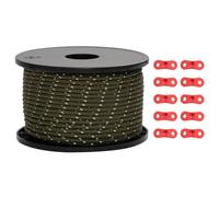 vidaXL Cuerda de Vientos con Tiras Reflectantes y tensores 50 m 5 mm, Cuerda para Tiendas de campaña, Cuerda de Tienda, Cuerda de Tienda Reflectante