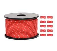 vidaXL Cuerda de vientos con tiras reflectantes y tensores 50 m 5 mm, cuerda para tiendas de campaña, cuerda de tienda, cuerda de tienda reflectante