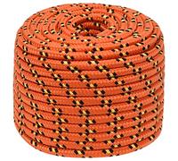 vidaXL Cuerda trenzada para barco, resistente a los rayos UV, resistente a la abrasión, color naranja, 14 mm, 25 m, polipropileno