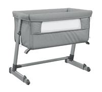 Vidaxl cuna con colchón tela de lino gris claro
