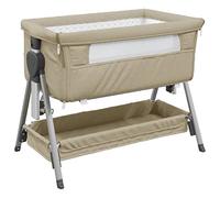 vidaXL Cuna con colchón tela de lino gris taupe