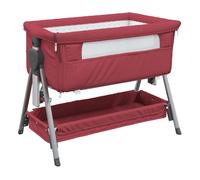 Vidaxl cuna con colchón tela de lino rojo
