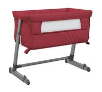 Vidaxl cuna con colchón tela de lino rojo