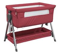 vidaXL Cuna con colchón tela de lino rojo