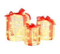 vidaXL Decoración de Caja de Regalo 3 pcs cálido 20 x 20 x 21 cm, Caja de Regalo acrílica, luz de Tira Flexible, decoración Moderna, Adorno navideño Interior, Elegante para mesas