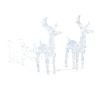 vidaXL Decoración de Navidad Renos y Trineo, Adorno Navideño con 160 Leds, Luces de Renos de Malla, Decoración Iluminada para Jardín, Acrílico 130 cm