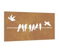 vidaXL Adorno de Pared de jardín Acero corten diseño pájaros 105x55 cm